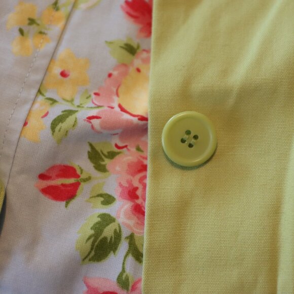 Crazy Horse Reversable Trench Style Coat Green/Floral Size Large 100% Cotton - Picture 6 of 12